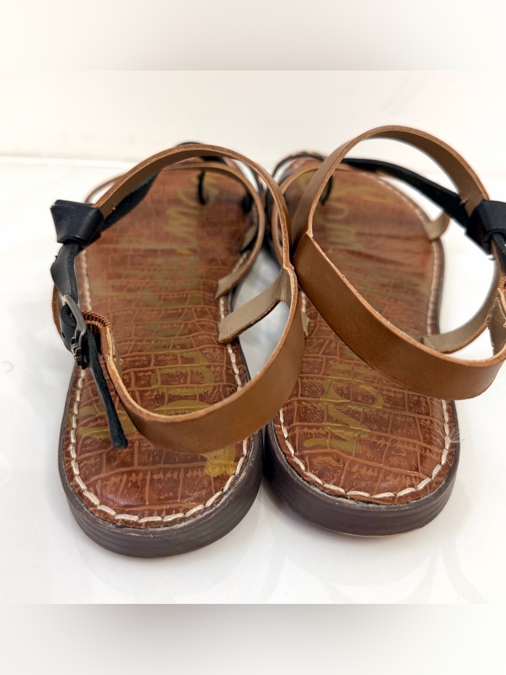 Sam Edelman Gladis Black/Brown/Leopard Sandal Size 8 - Picture 5 of 7
